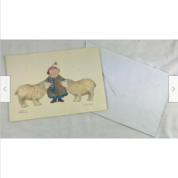 Vtg Unused Dianne L Patterson I LOVE EWES Blank Greeting Card Whimsical Sheep - Picture 2 of 4